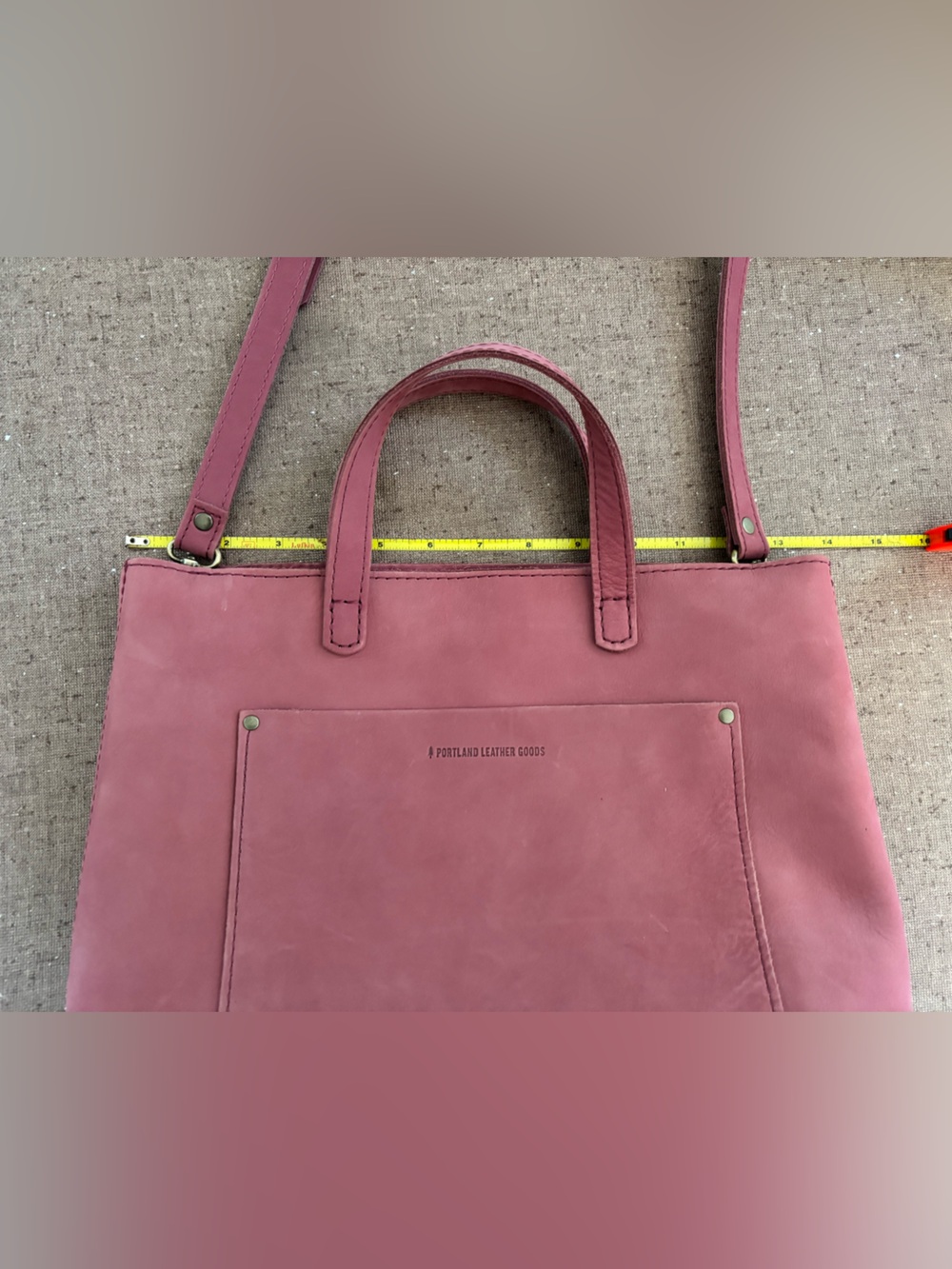 Portland Leather medium crossbody tote in foxglove - Picture 6 of 7